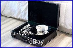 French Horn, B flat, 4 valve, Silver Horn, with case