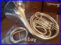 French horn vintage German Kruspe imported silver single F horn with Eb slide