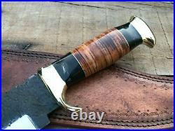 Full Tang custom handmade D2 Tool steel bowie knife with leather sheath