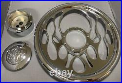 GM 14 Chromed Billet Flames Steering Wheel Kit With Accessories