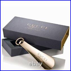 GUCCI Engraved Metal SHOE HORN with Signature Horse Bit Silver Shoehorn
