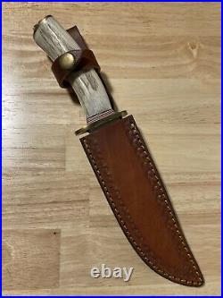 Genuine Deer Horn Handle Set Blade 10 1/2 Knife With 6 Stainless Steel Blade