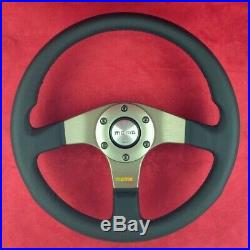 Genuine Momo Tuner black leather 320mm steering wheel with Anthracite spokes