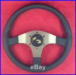 Genuine Momo Tuner black leather 320mm steering wheel with Anthracite spokes
