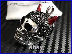 Genuine THOMAS SABO Skull With Red Horns Solid Sterling Sliver With Black QZ