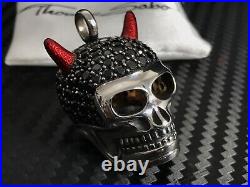 Genuine THOMAS SABO Skull With Red Horns Solid Sterling Sliver With Black QZ