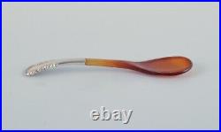 Georg Jensen, Viking, rare salt spoon with amber-colored horn part