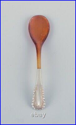 Georg Jensen, Viking, rare salt spoon with amber-colored horn part