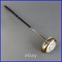 Georgian Silver Toddy Ladle with 1758 Coin & Horn Twist Handle 13 Long