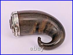 Georgian snuff mull horn body with silver fittings circa 1800