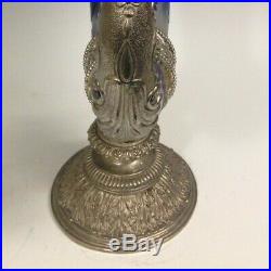 German Glass Horn Vessel With Ornate Silver Decoration And Base 19