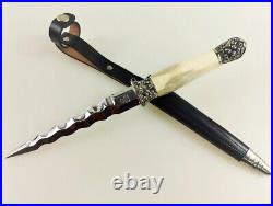 German Linder Kris Flame PPR Dagger With Polished Stag Horn Handle