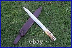 Gift for him handmade d2 steel big Bowie knife hunting knife with leather sheath