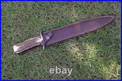 Gift for him handmade d2 steel big Bowie knife hunting knife with leather sheath