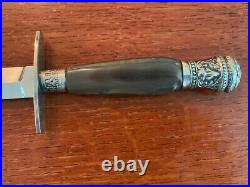 Gil Hibben Handmade Dagger with Elk Horn Handle and Silver Engraved Pommel