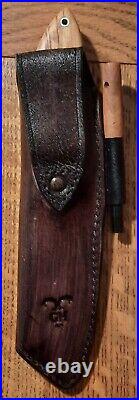 Golden Horn Handmade Stainless Steel Fixed Blade Knife with Leather Sheath