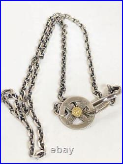 Goro's Goros Eagle Hook Thin Horn Chain Necklace With Gold Medicine Wheel 20 in