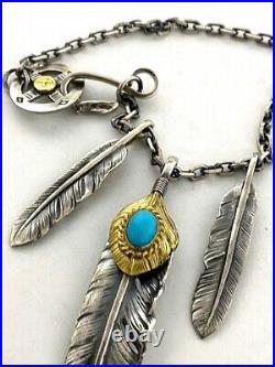 Goro's Goros Necklace Extra Large Feather Eagle Hook Thin Horn Chain with Gold