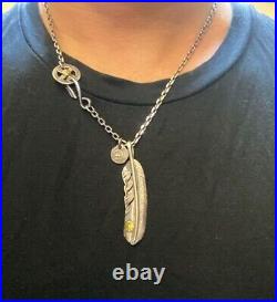 Goro's Goros Necklace Extra Large Feather SV Sun Metal Thin Horn Chain with Gold