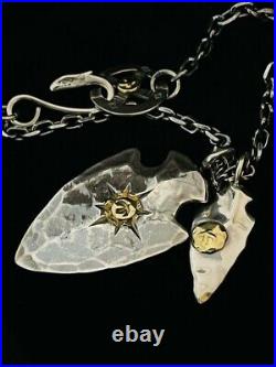 Goro's Goros Necklace Gold Arrowhead with Gold Thin Horn Chain Set Silver Men