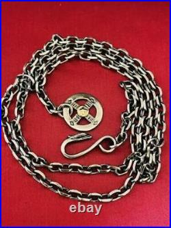 Goro's Goros Wheel Eagle Hook Necklace with Gold Thick Horn Long Chain Vintage