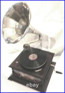 Gramophone Phonograph Silver Palin Horn Tajmahal Sound Box With Needles