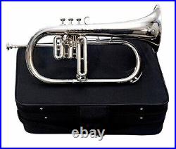 Great Bb Flat Silver Nickel Musical Flugel Horn 3 Valve Bb Nickel With Hard Case