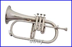 Great Silver Students Nickel Finish Bb Flugel Horn With Free Case+mouthpiece rfh
