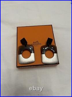 HERMES EARRINGS- Horn And Silver 100% AUTHENTIC WITH ORIGINAL BOX FROM HERMES