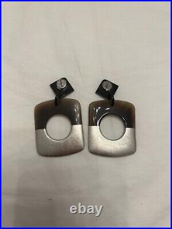 HERMES EARRINGS- Horn And Silver 100% AUTHENTIC WITH ORIGINAL BOX FROM HERMES