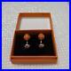 HERMES-Leather-cufflinks-Used-With-Box-cuff-links-orange-silver-01-axc