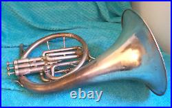 HN White King Mellophone Silver with case & mouthpiece Eb F good used condition