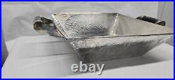 Hand Hammered Alpaca Silver Serving Tray with Horn Handles 12 Inch