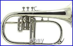 Handcrafted Bb Flat Silver Nickel Flugel Horn With Free Hard Case+Mouthpiece