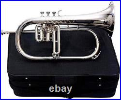 Handcrafted Bb Flat Silver Nickel Flugel Horn With Free Hard Case+Mouthpiece