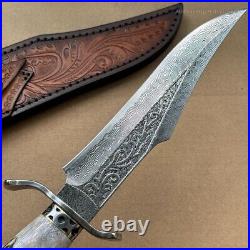 Handcrafted Damascus Hunting Fixed Blade Knife Survival Combat Stag Horn Handle