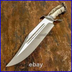 Handmade Bowie Knife With Horn Handle Comes With Leather Sheath