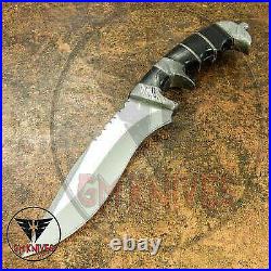 Handmade Carbon Steel Tactical Fighting Hunting Bowie Knife With Leather Sheath