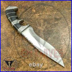 Handmade Carbon Steel Tactical Fighting Hunting Bowie Knife With Leather Sheath