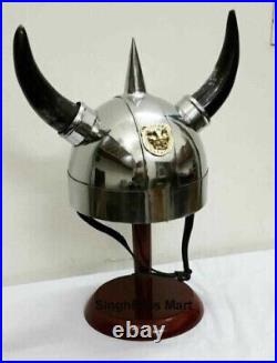 Handmade Christmas Medieval Viking Helmet with Horns Best Gift Item free Stand