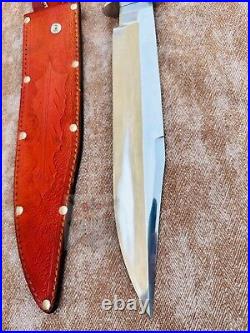 Handmade D2 Steel Bowie Knife With Stag Horn Handle Knife With Sheath