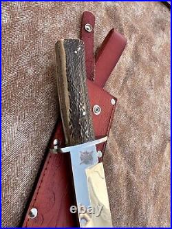 Handmade D2 Steel Bowie Knife With Stag Horn Handle Knife With Sheath