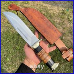 Handmade D2 Tool Steel Hunting Bowie Knife With Leather unique Loved gift