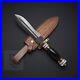 Handmade-Dagger-Knife-Black-Horn-Knife-Damascus-Steel-with-Leather-Sheath-01-wt