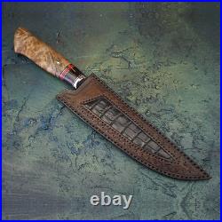 Handmade Damascus Steel Best Kitchen Meat Cooking Chef's Gyuto Knife with sheath