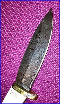 Handmade Damascus Steel Full-tang Knife With Laced Leather Sheath-Elk Horn
