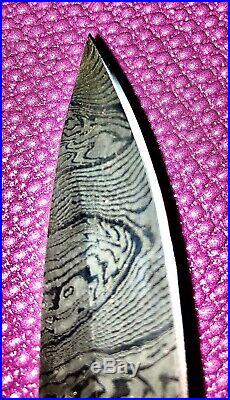 Handmade Damascus Steel Full-tang Knife With Laced Leather Sheath-Elk Horn