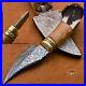 Handmade-Damascus-Steel-Hunting-Knife-With-Stag-Antler-Horn-Wood-Brass-Handle-01-mku