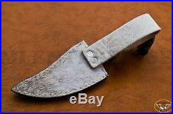 Handmade Damascus Steel Hunting Knife With Stag Antler Horn Wood Brass Handle