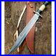 Handmade-Damascus-Steel-Knife-Sharp-Bowie-Bone-Horn-Handle-With-Leather-Sheath-01-uz